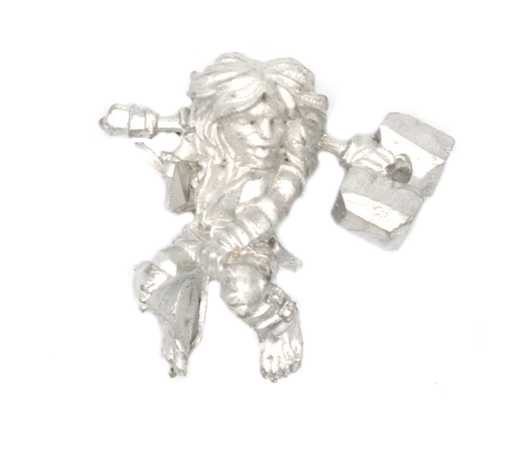 Unpainted pewter Halfling Berserker Rider miniature, 30mm tall
