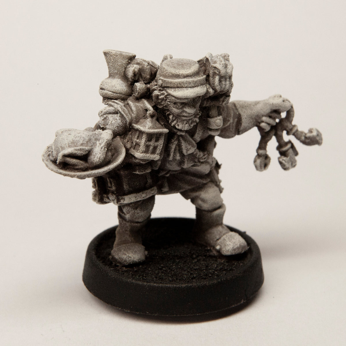Primed pewter Human Hireling Male miniature, 30mm tall