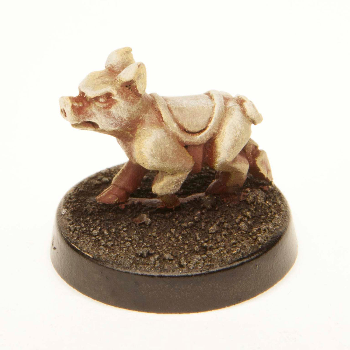 Primed pewter Tiny Pig with Saddle miniature, 11mm tall