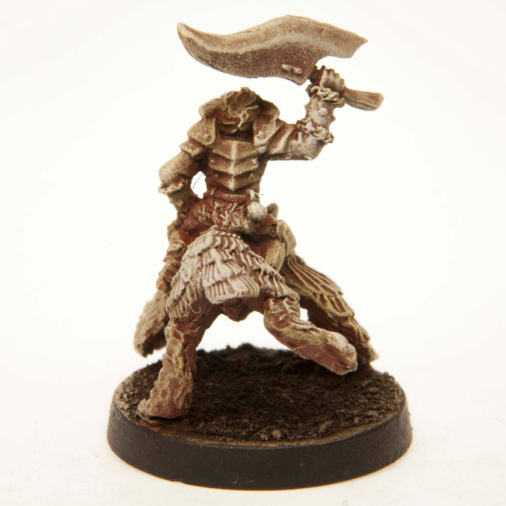Primed pewter Gremlin Raider Mounted miniature, 30mm tall, another view