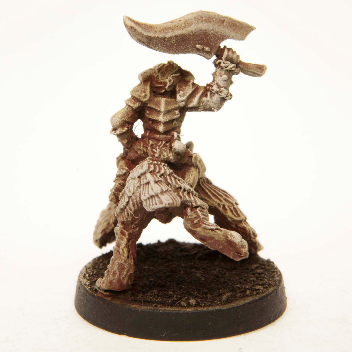 Primed pewter Gremlin Raider Mounted miniature, 30mm tall, another view