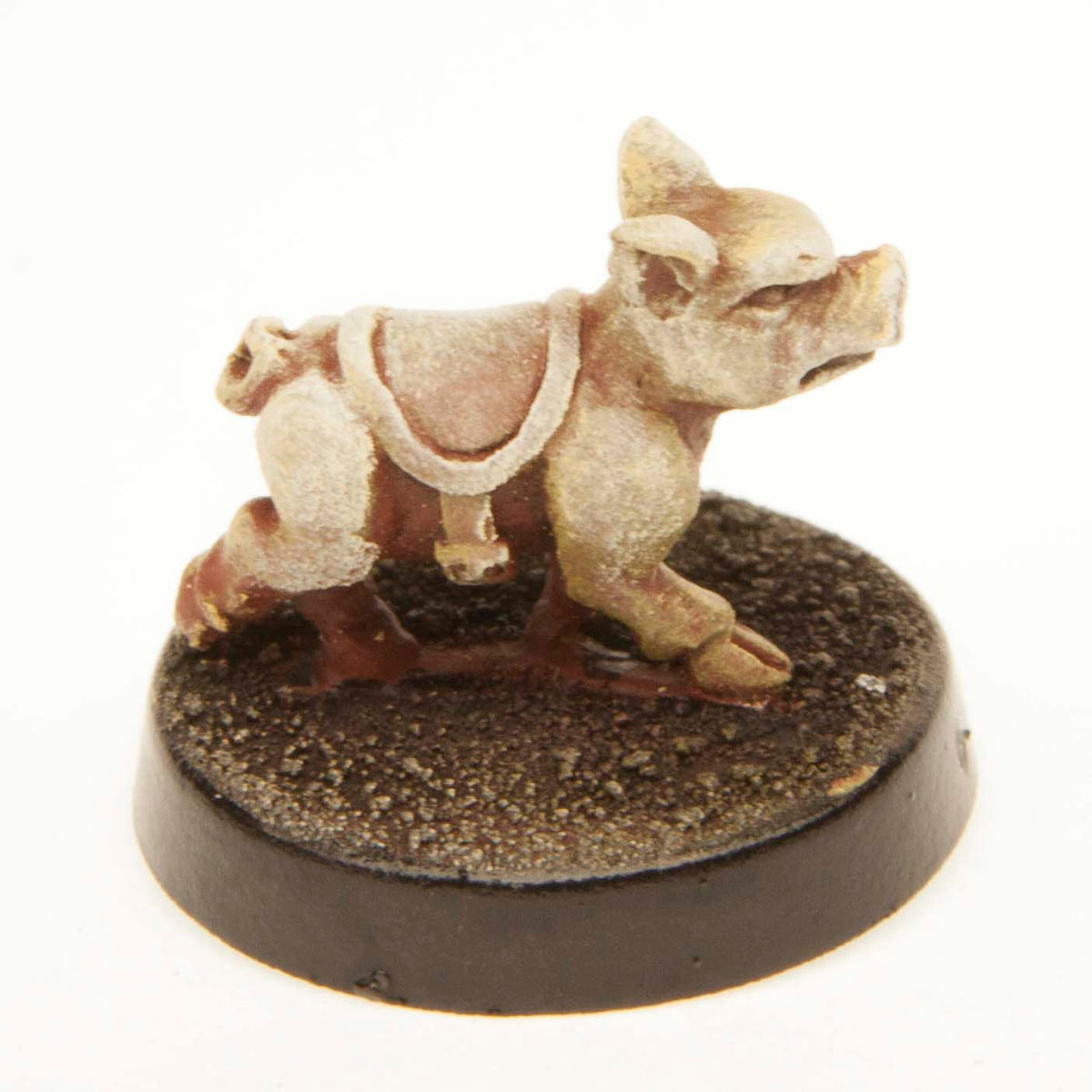 Primed pewter Tiny Pig with Saddle miniature, 11mm tall, another view