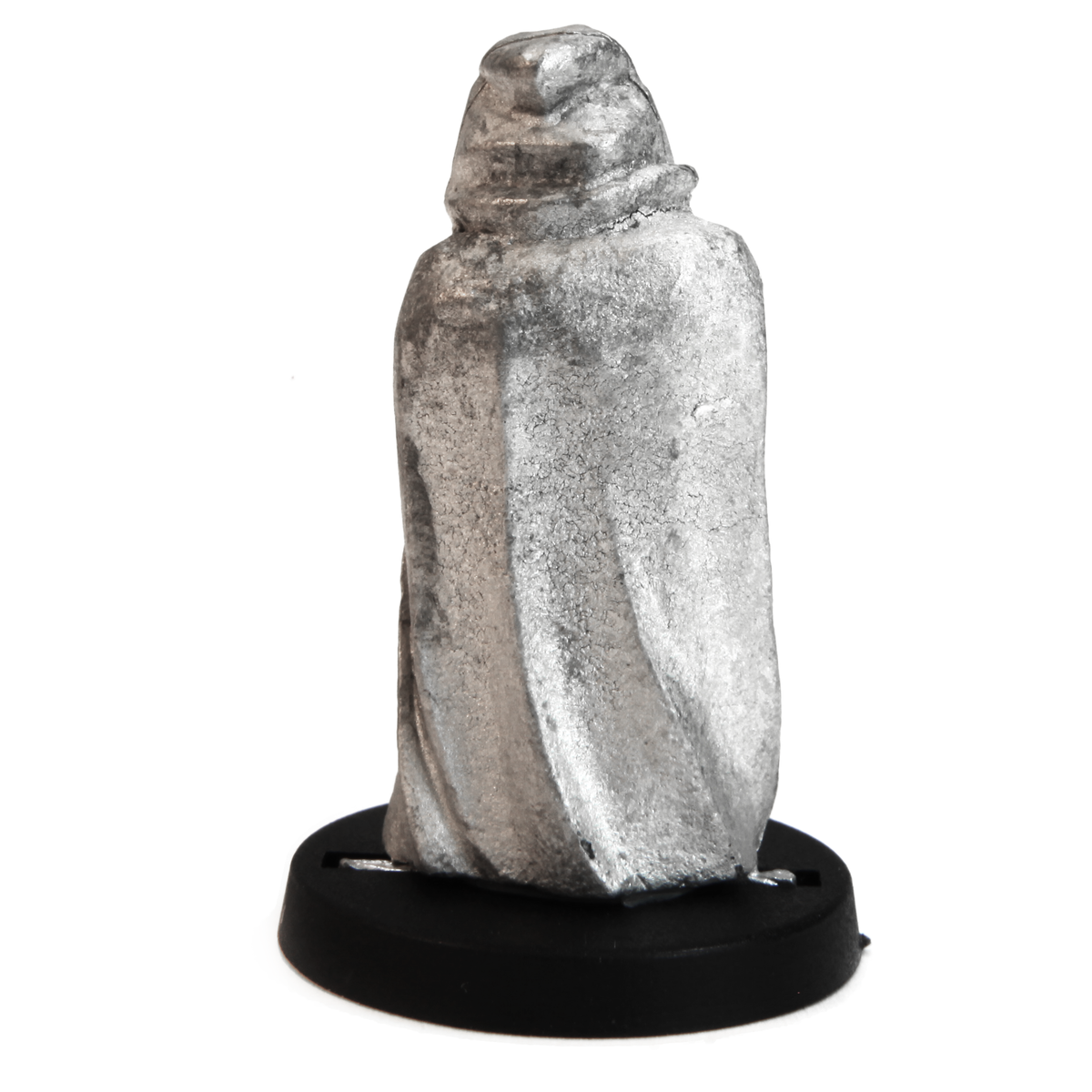 Unpainted pewter Cloaked Half-Orc miniature, 35mm tall, another view