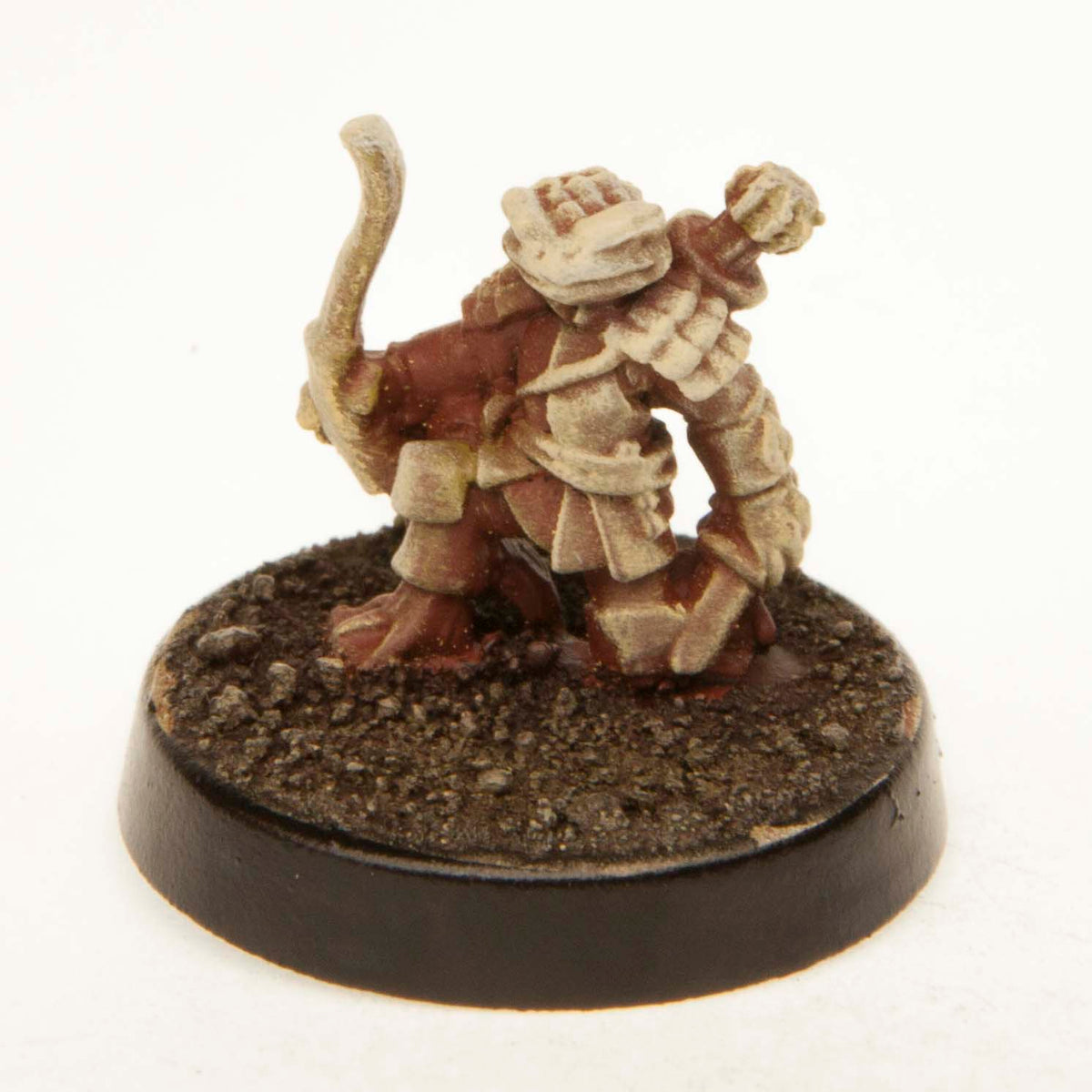 Primed pewter Grippli Ranger miniature, 12mm tall