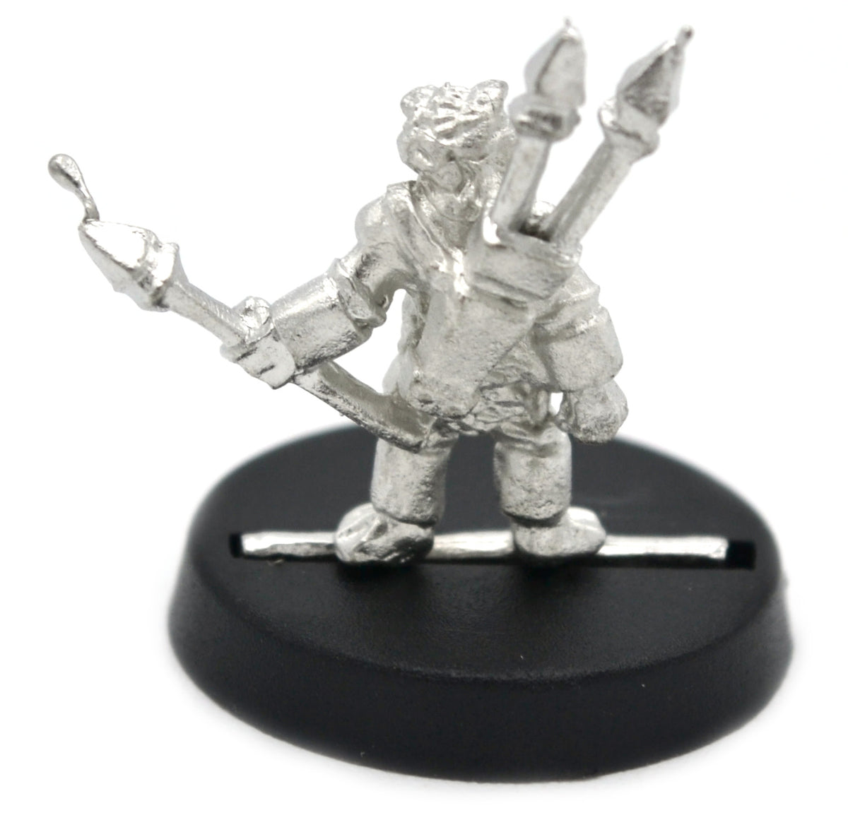 Unpainted pewter Grippli Barbarian miniature, 19mm tall, another view