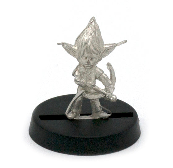 Unpainted pewter Gnome Boy miniature, 19mm tall, another view