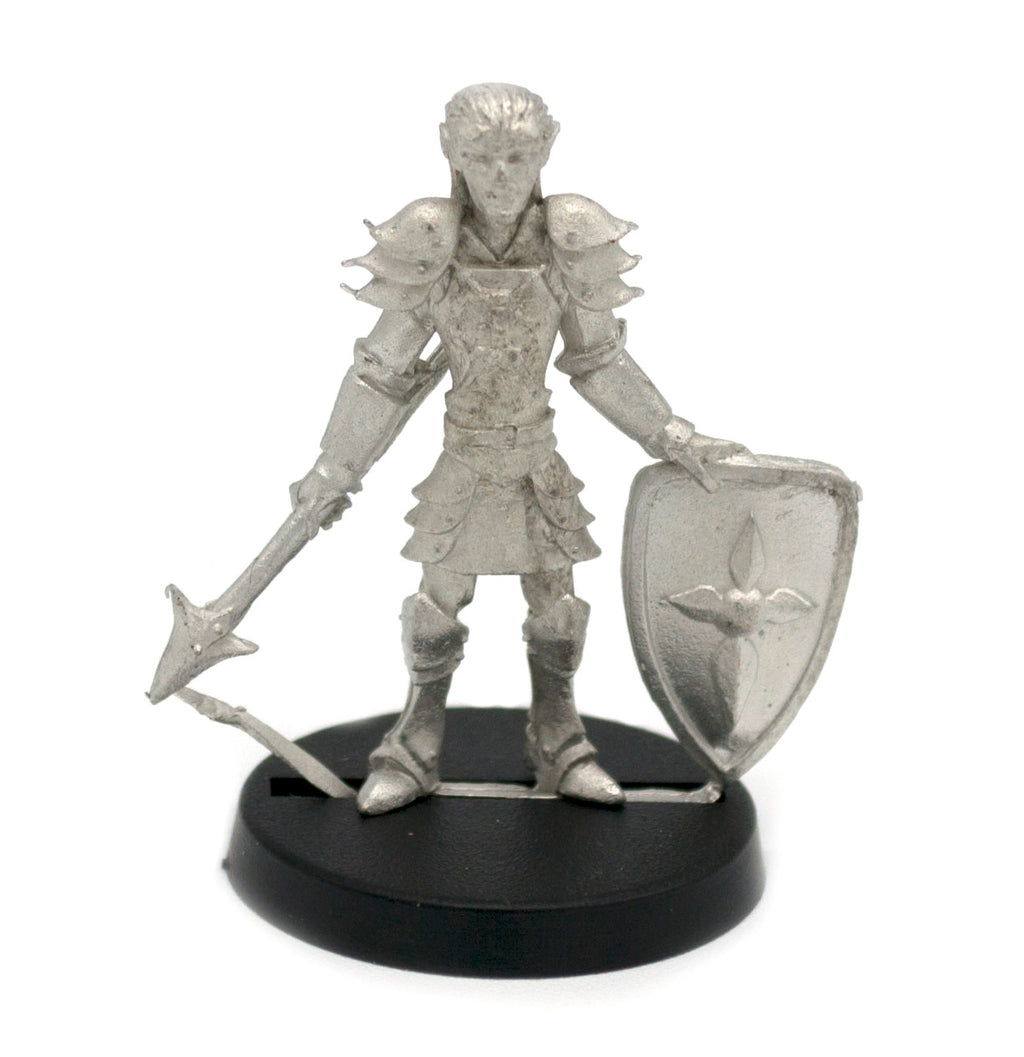 Unpainted pewter Elf Spearman miniature, 35mm tall