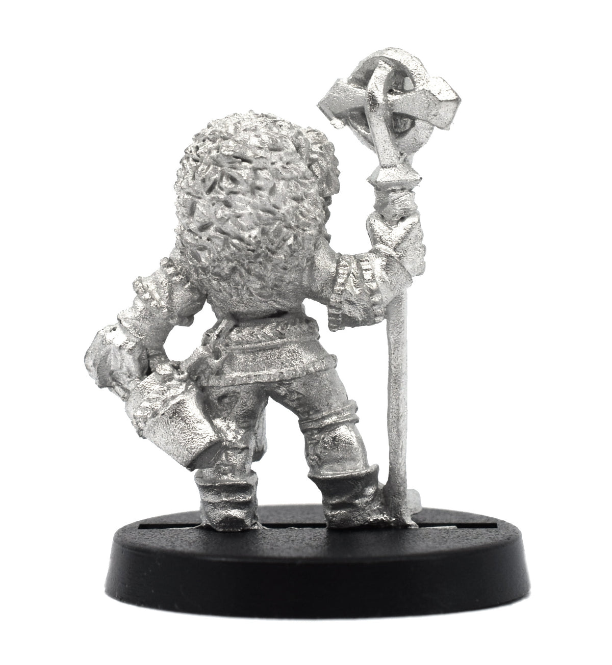 Unpainted pewter Dwarven Wandsmith miniature, 28mm tall, another view