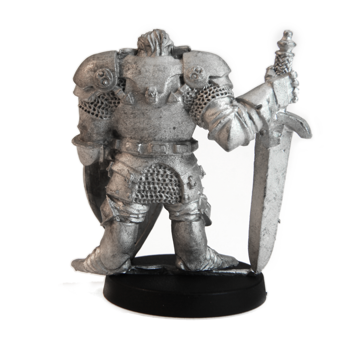 Unpainted pewter Half-Orc Warrior miniature, 35mm tall, another view