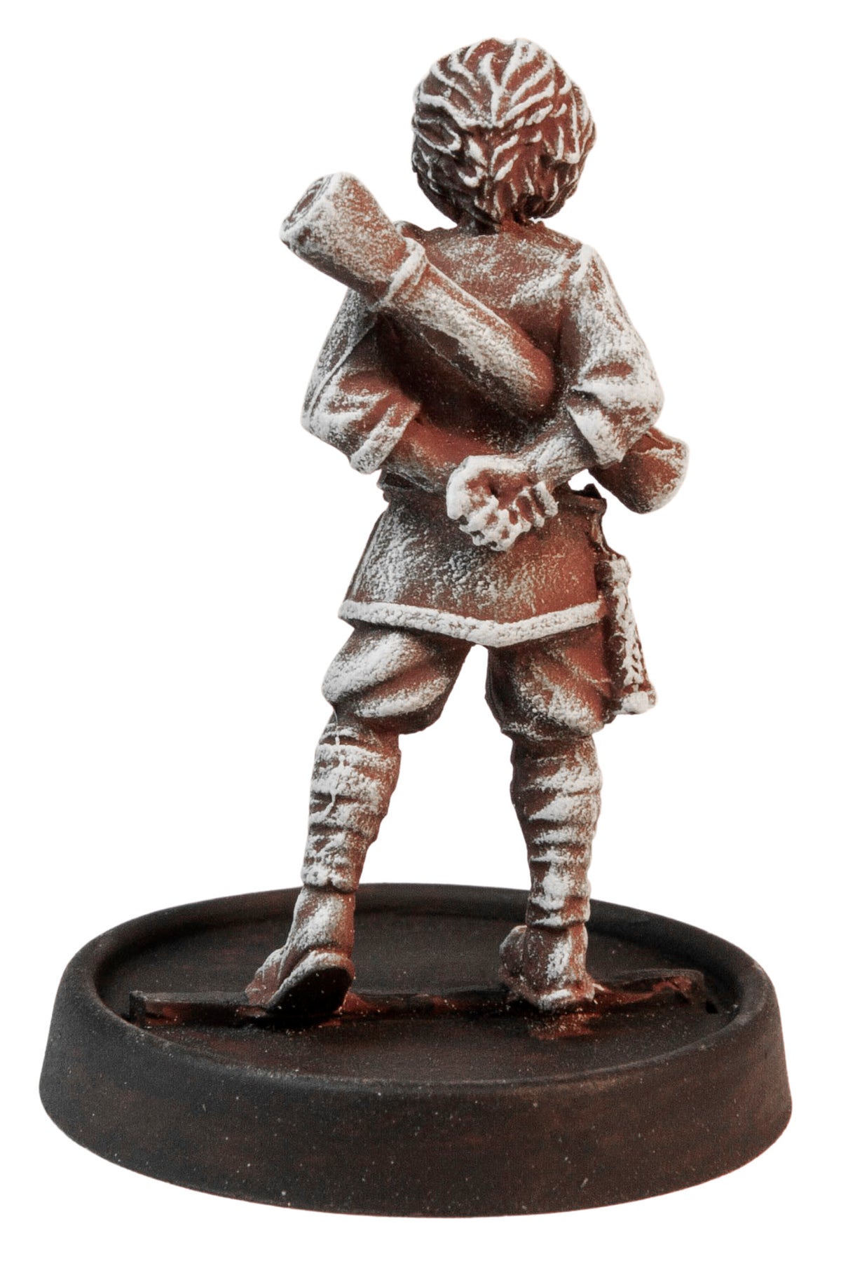 Primed pewter Female Human Monk miniature, 35mm tall, another view