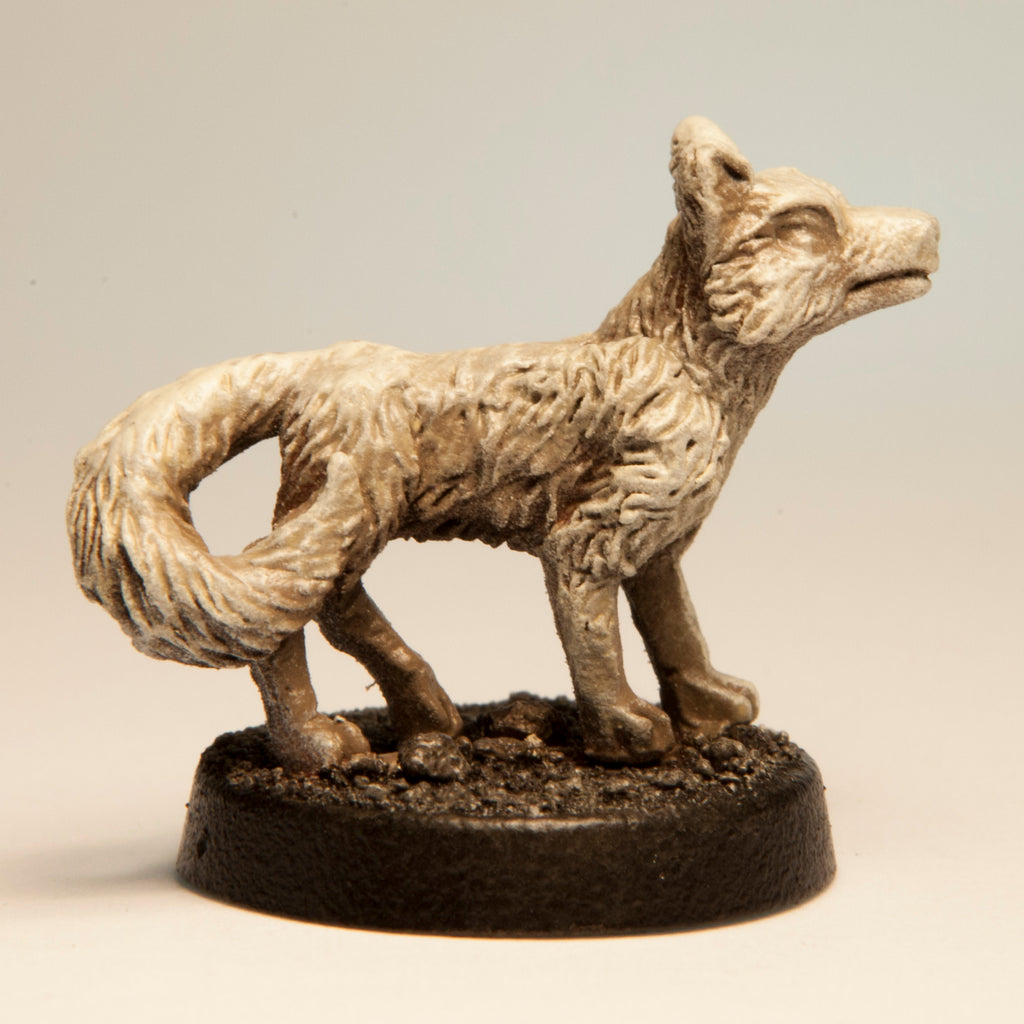 Primed pewter Large Fox miniature, 18mm tall, another view