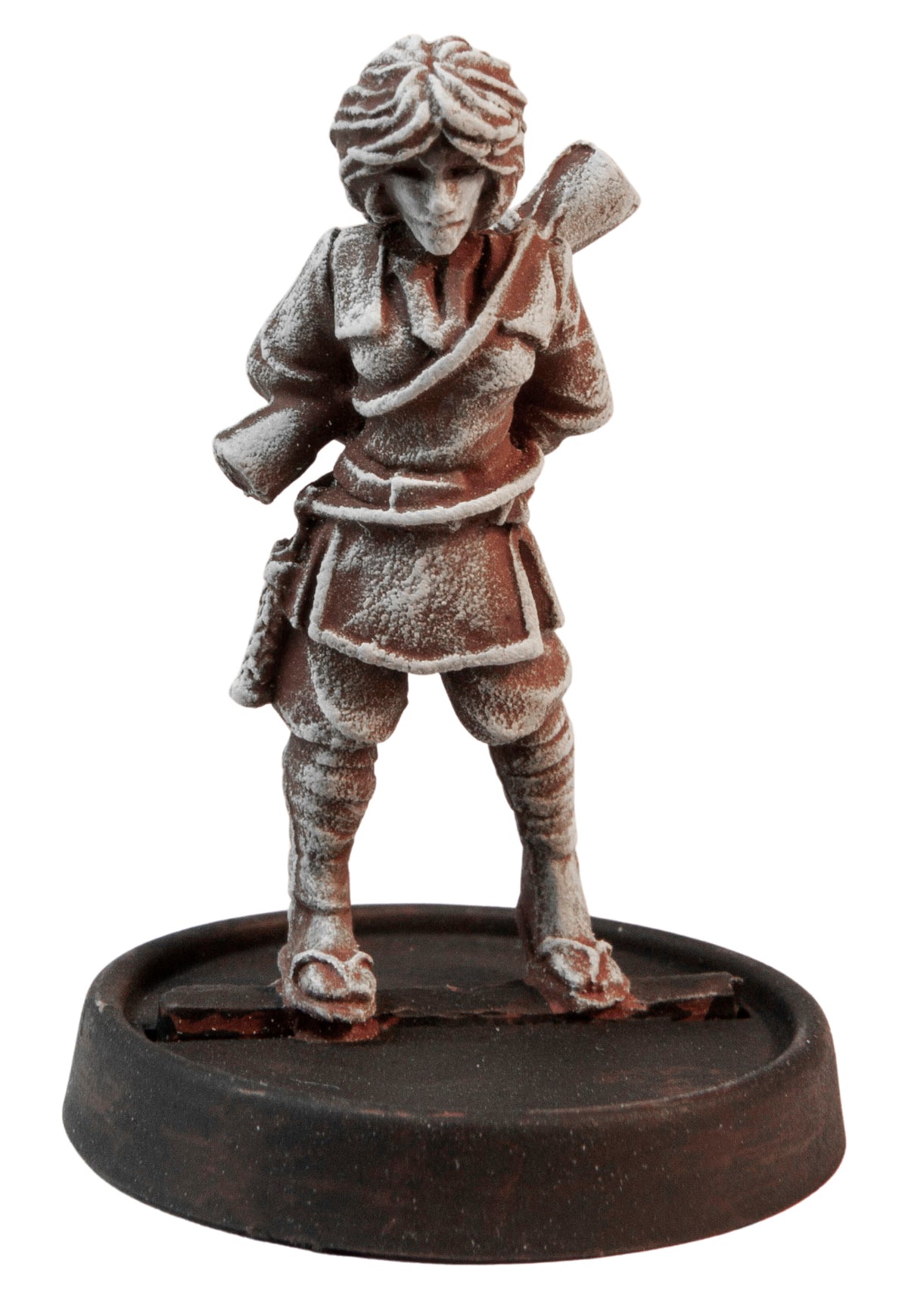 Primed pewter Female Human Monk miniature, 35mm tall