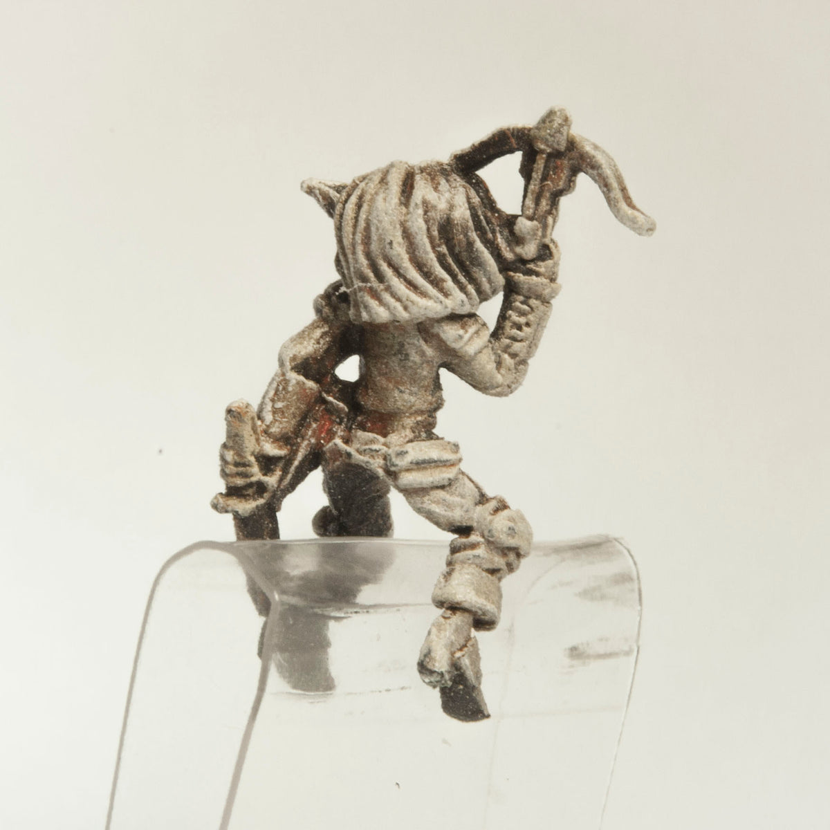 Primed pewter Gnome Scout Rider miniature, 23mm tall, another view