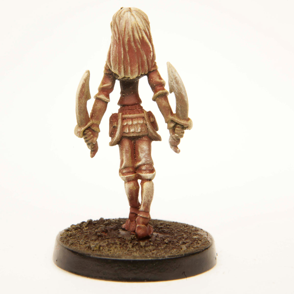 Primed pewter Elf Rogue miniature, 34mm tall, another view