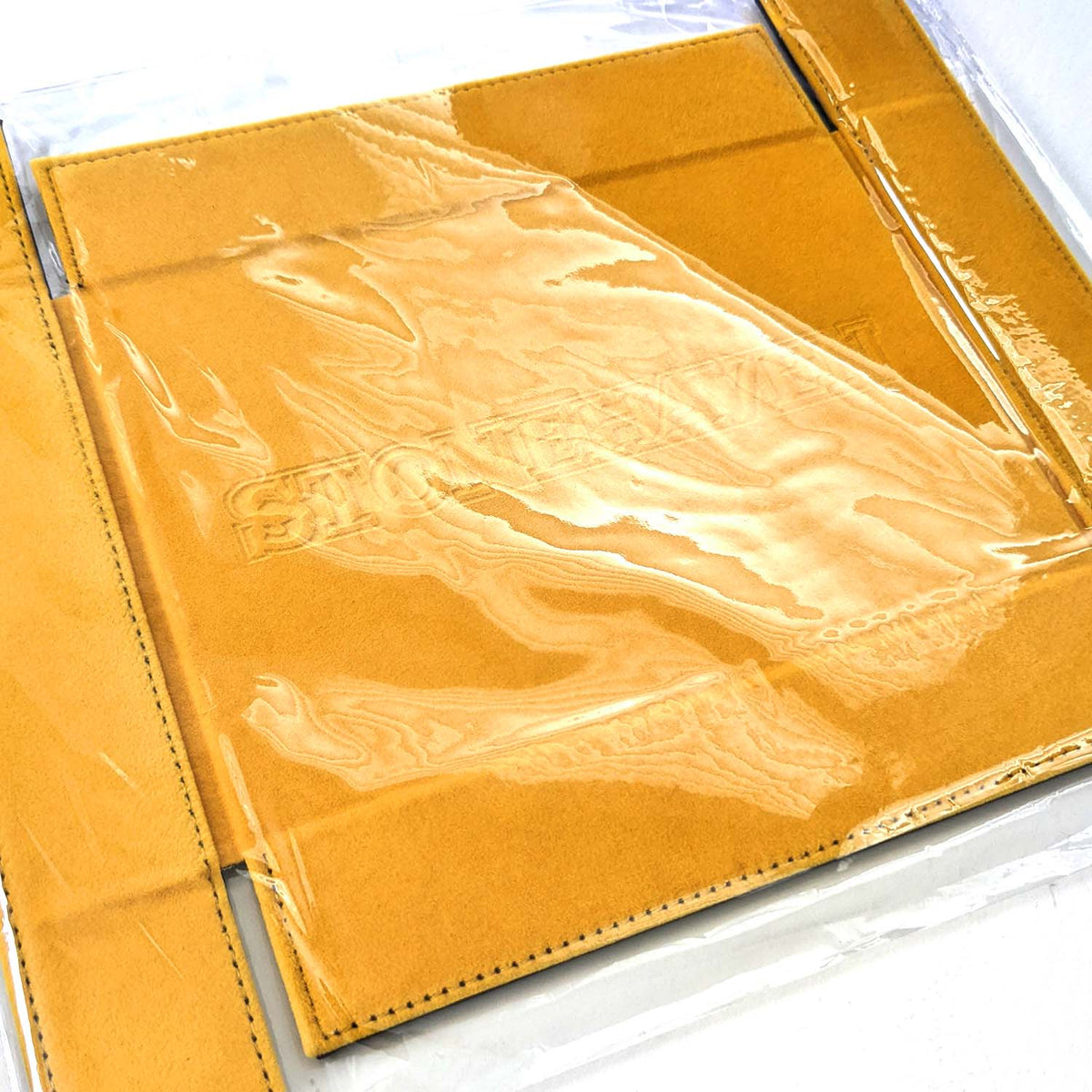 Stonehaven Bright Gold Velvet and PU Leather Magnetic Dice Tray, another view