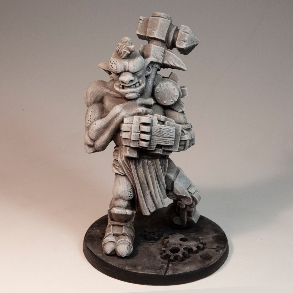 Primed resin Troll Mechanist miniature, 90mm tall