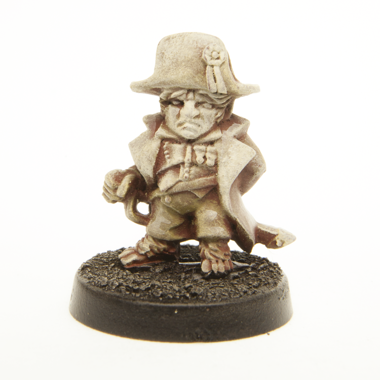 Primed pewter Halfling General miniature, 20mm tall