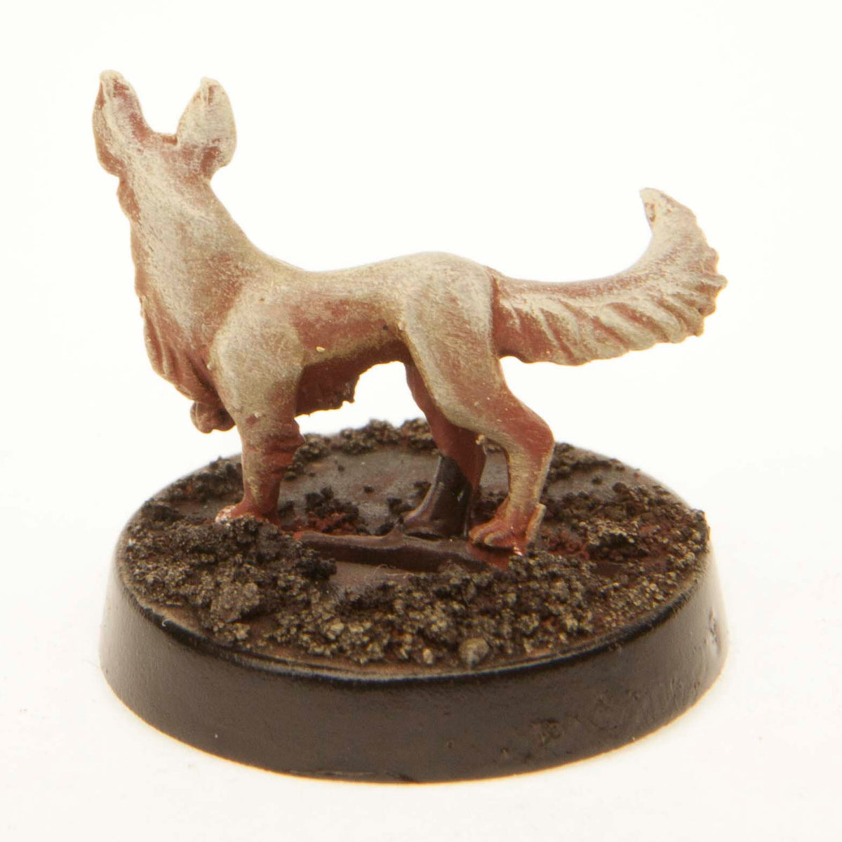 Primed pewter Fox miniature, 15mm tall, another view