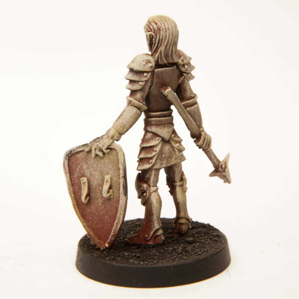 Primed pewter Elf Spearman miniature, 35mm tall, another view