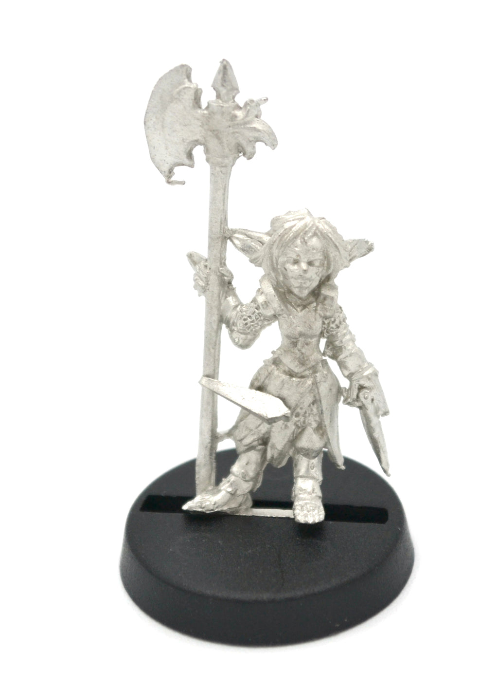 Unpainted pewter Gnome Undead miniature, 30mm tall, another view