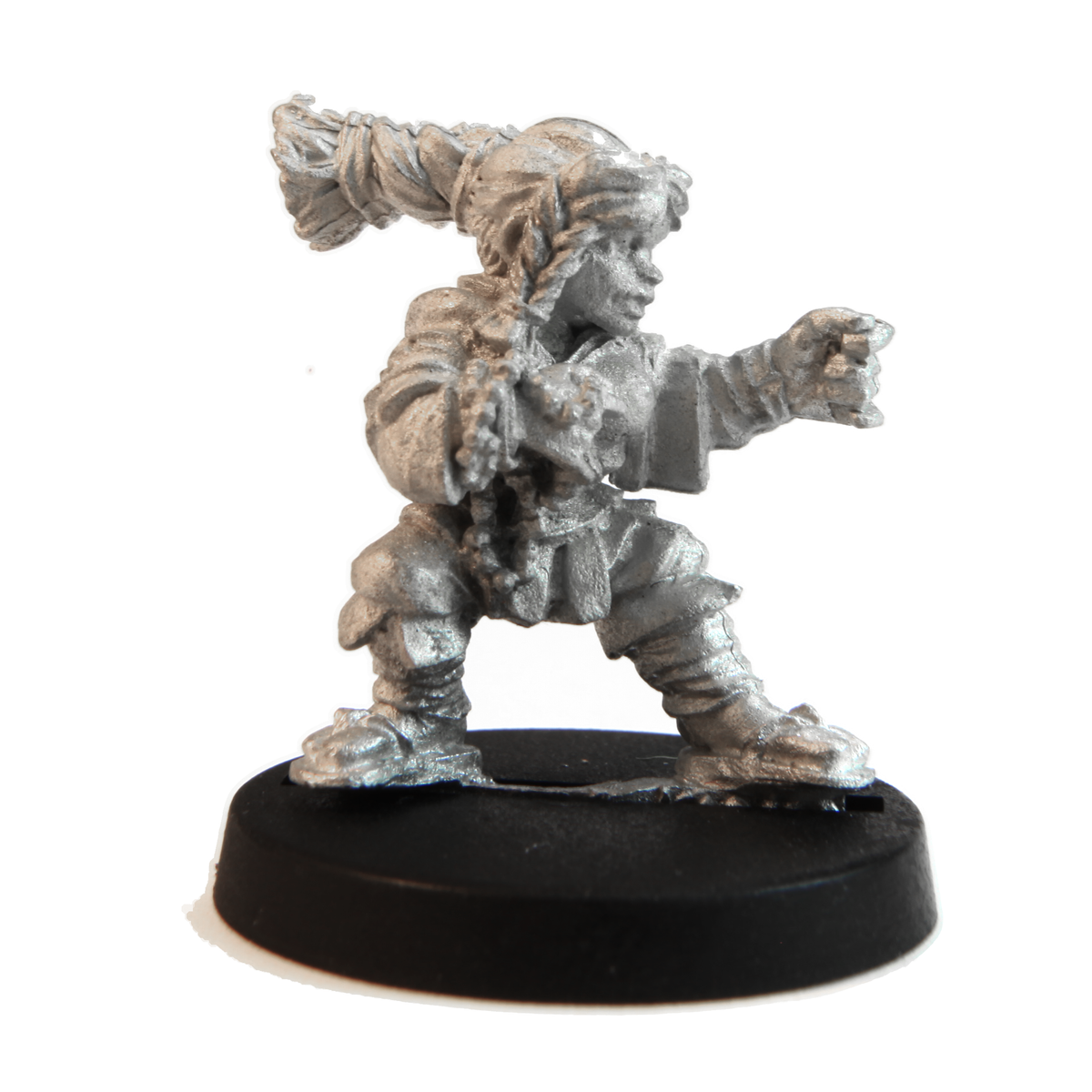 Unpainted pewter Dwarven Monk miniature, 24mm tall