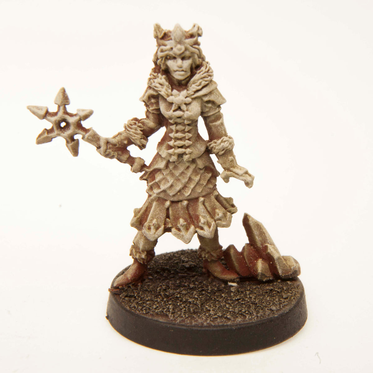 Primed pewter Elf Ice Queen miniature, 32mm tall