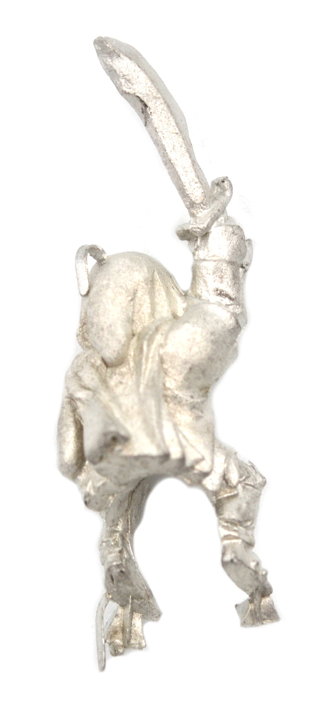 Unpainted pewter Gnome Shrouded Figure Rider miniature, 30mm tall, another view