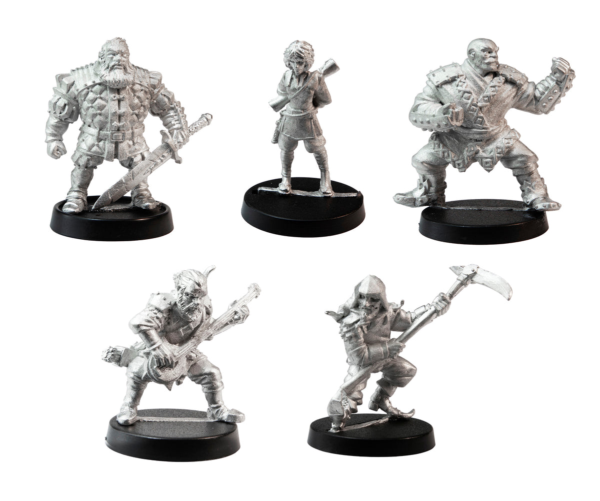 Stonehaven Adventurers 2020 - 5 Piece Lord Rhatagon's Players Set, unpainted pewter miniatures, another view