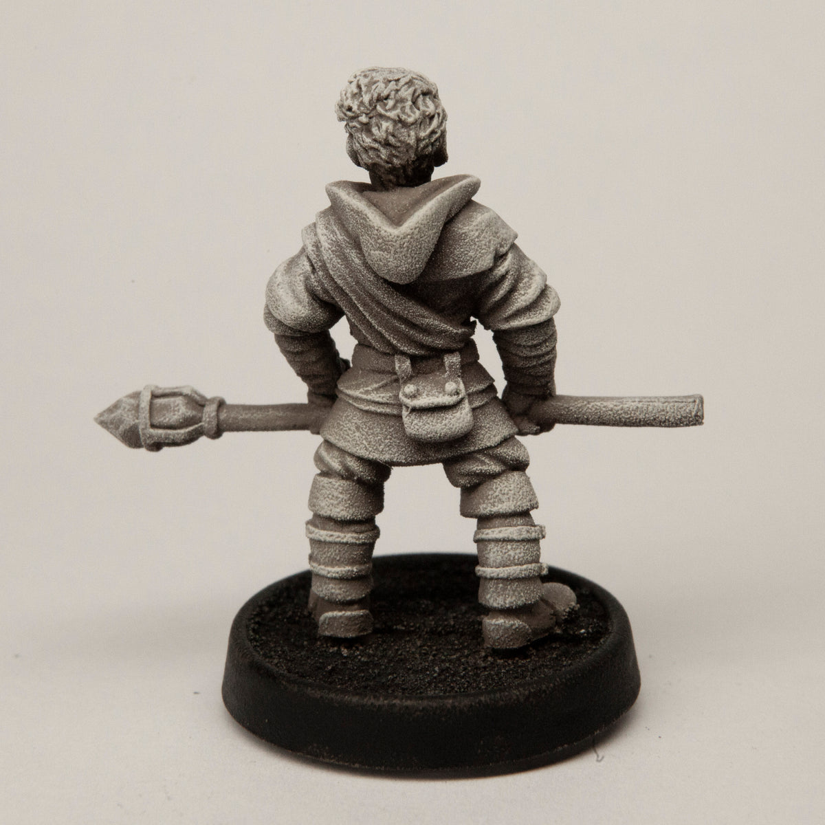 Primed pewter Male Human Adept miniature, 33mm tall, another view