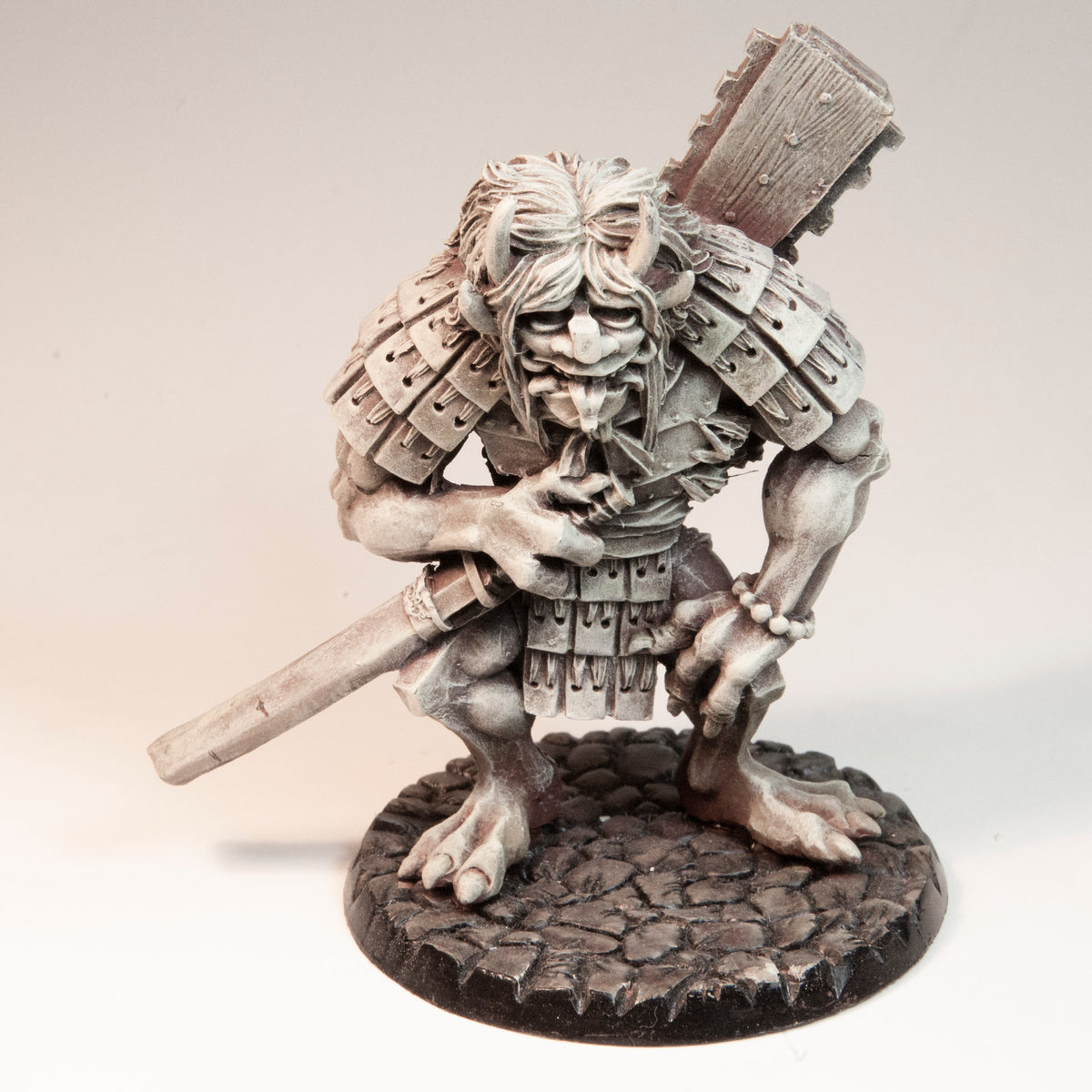 Primed resin Oni Troll miniature, 82mm tall