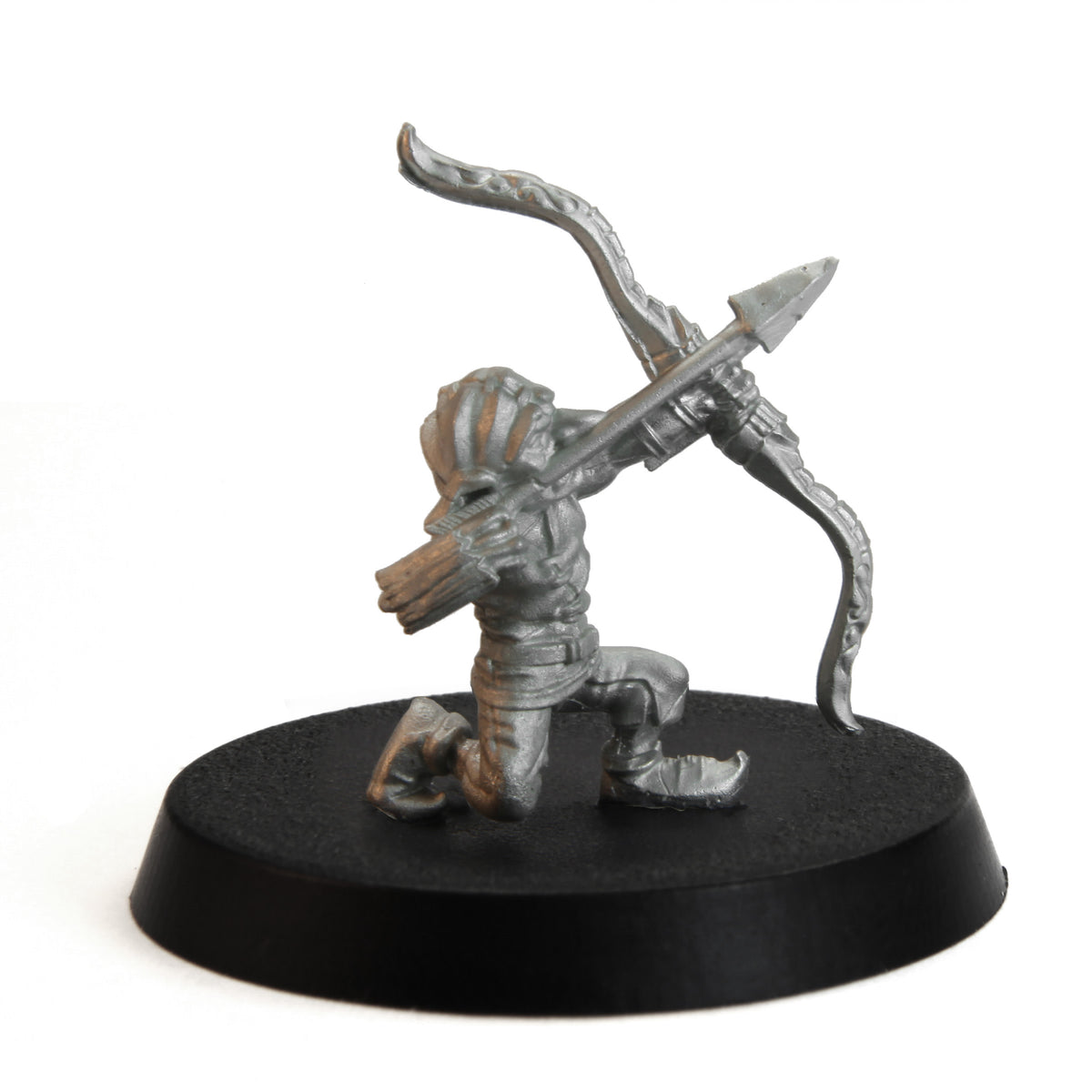 Unpainted pewter Tytantroll Goblin Archer miniature, 29mm tall