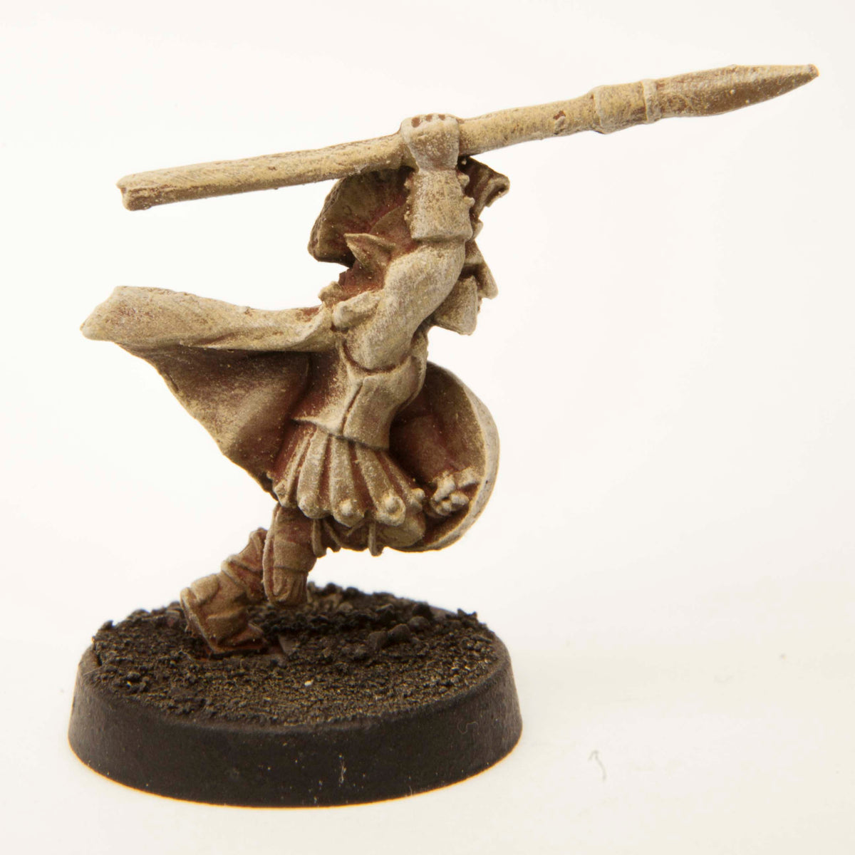 Primed pewter Gnome Hoplite miniature, 30mm tall
