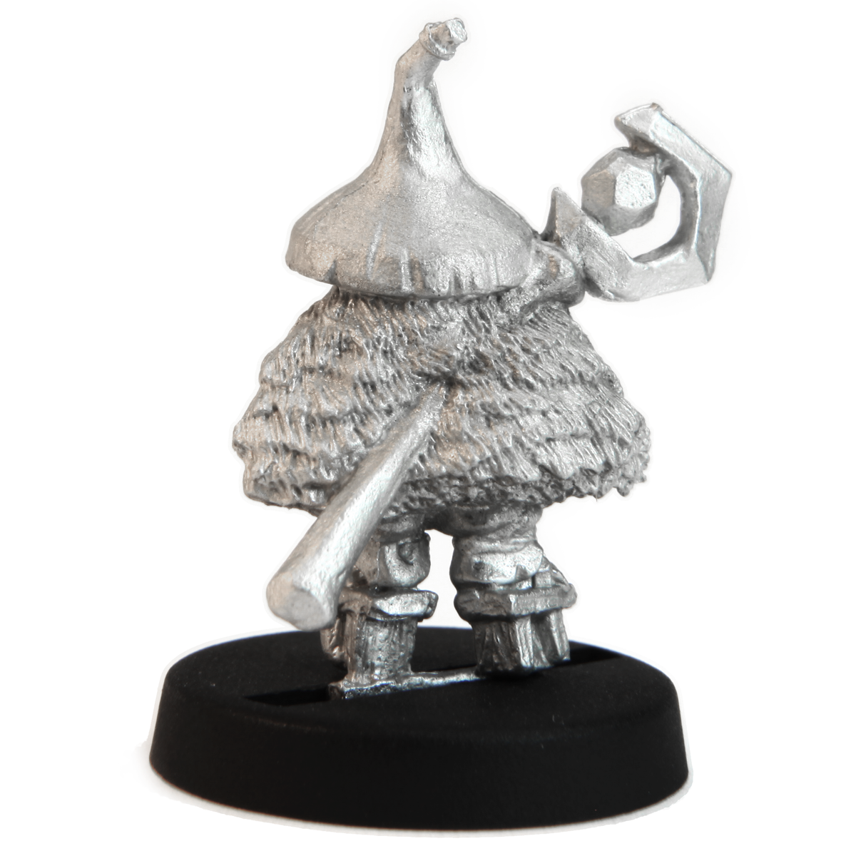 Unpainted pewter Tengu Mage miniature, 25mm tall, another view