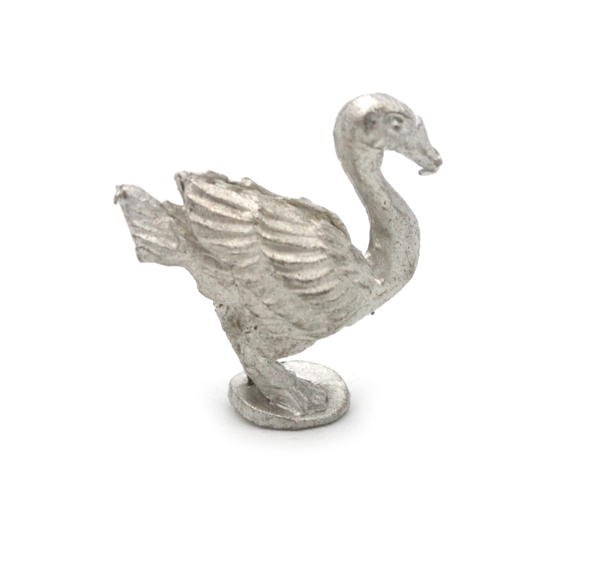 Unpainted pewter Swan miniature, 15mm tall