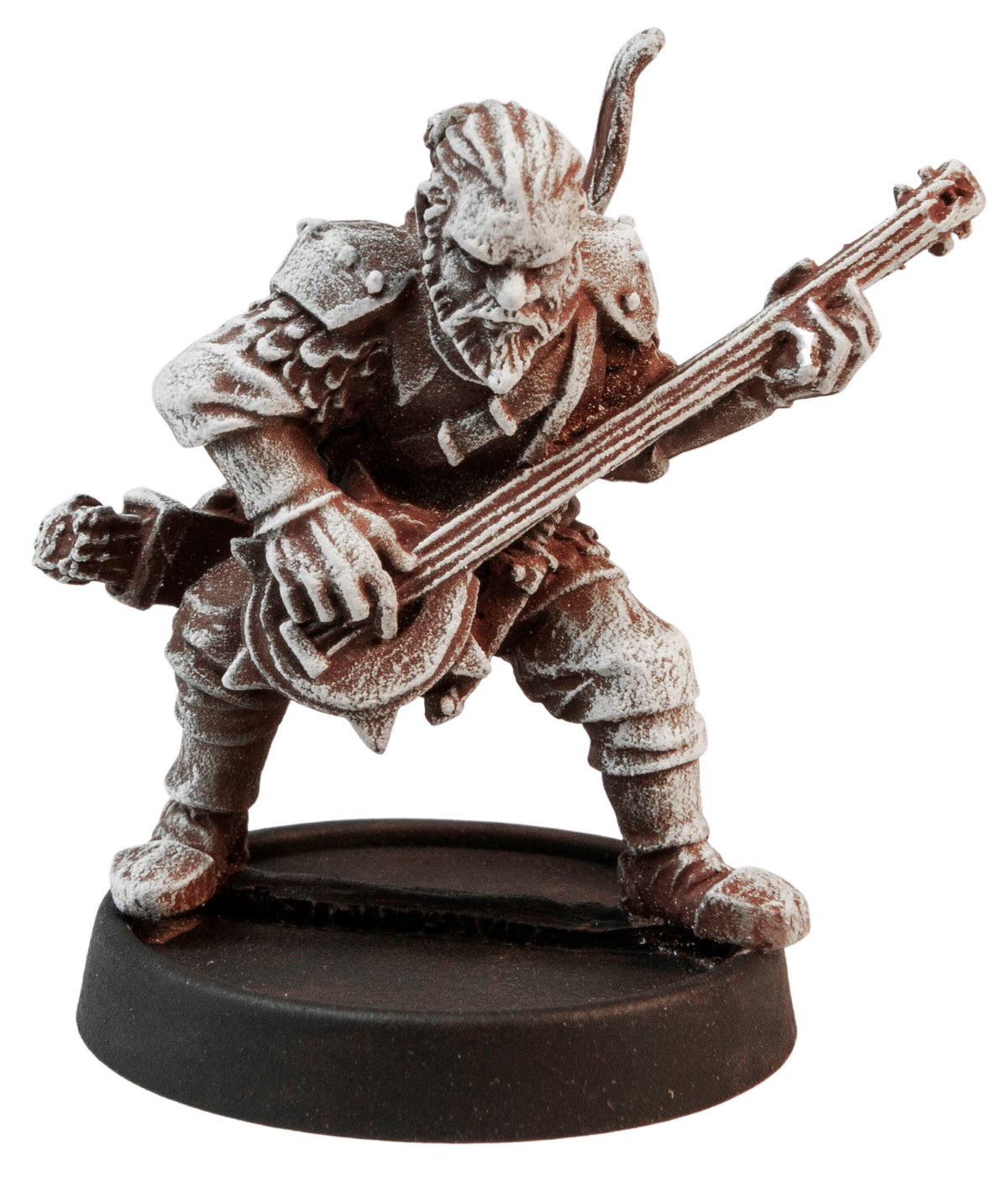 Primed pewter Male Human Bard miniature, 33mm tall