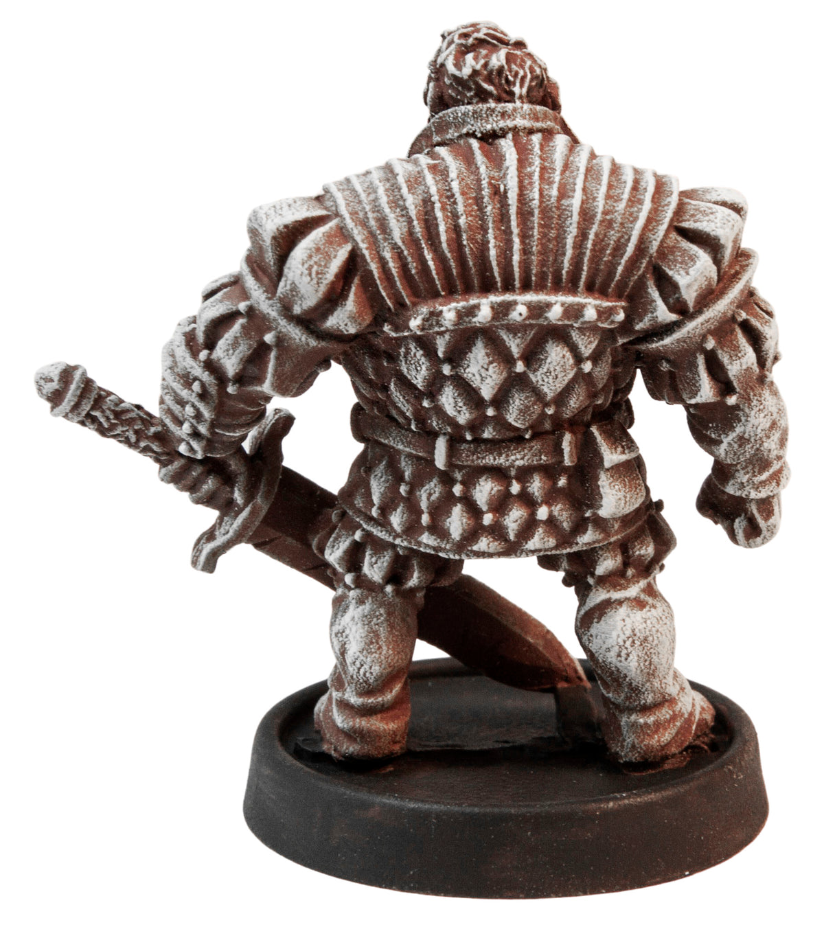 Primed pewter Male Human Blademaster miniature, 37mm tall, another view