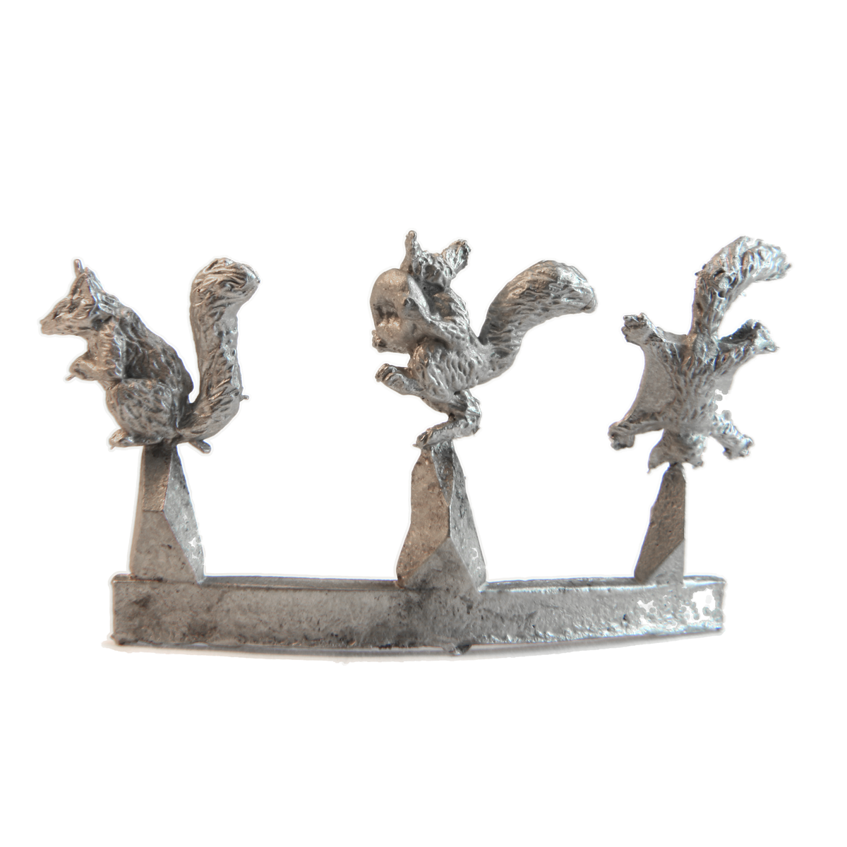 Unpainted pewter Squirrels miniature, 9mm tall, another view