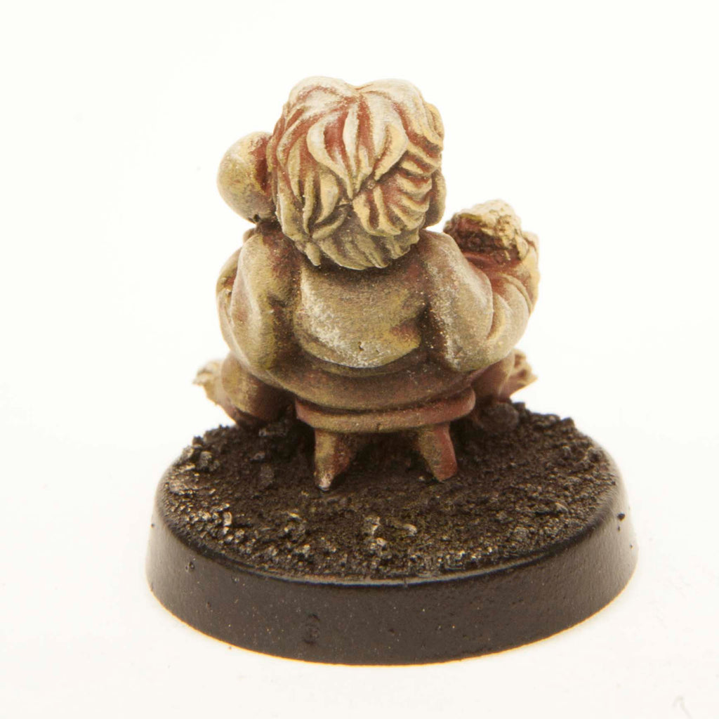 Primed pewter Halfling Inn Patron miniature, 17mm tall, another view