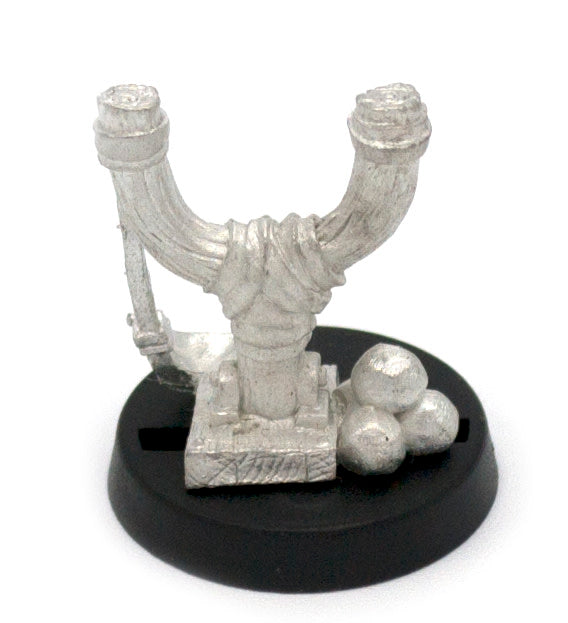 Unpainted pewter Giant Slingshot miniature, 20mm tall, another view