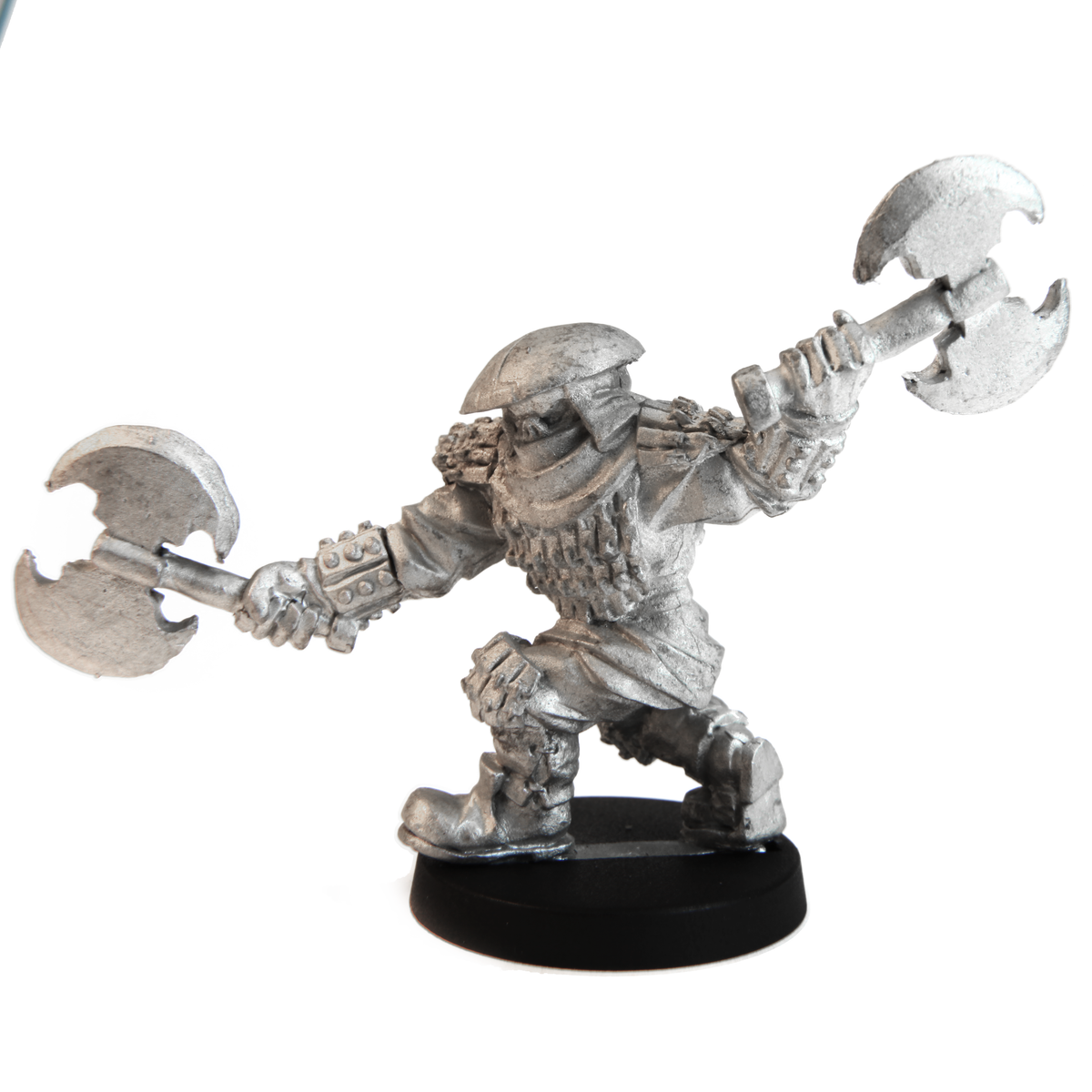 Unpainted pewter Half-Orc Warlord miniature, 45mm tall