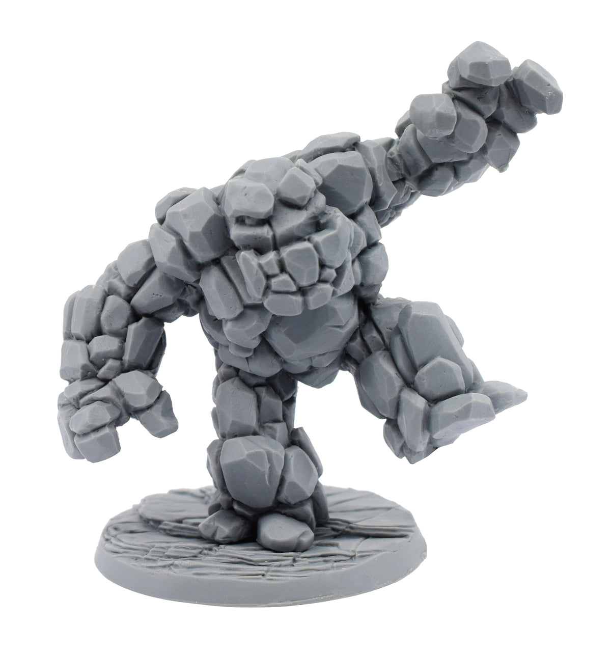 Unpainted resin Rock Elemental miniature, 93mm tall, another view