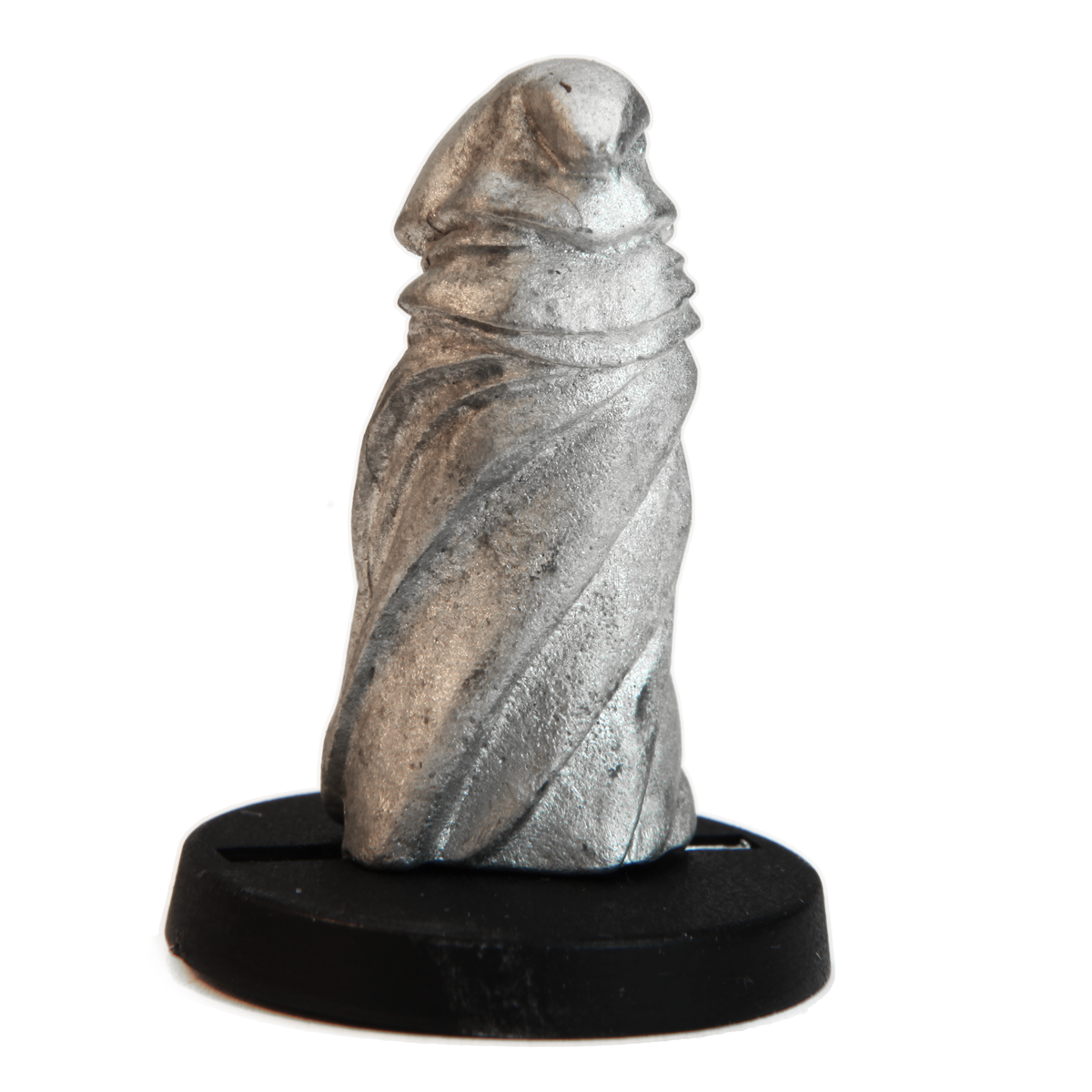 Unpainted pewter Cloaked Human miniature, 31mm tall, another view