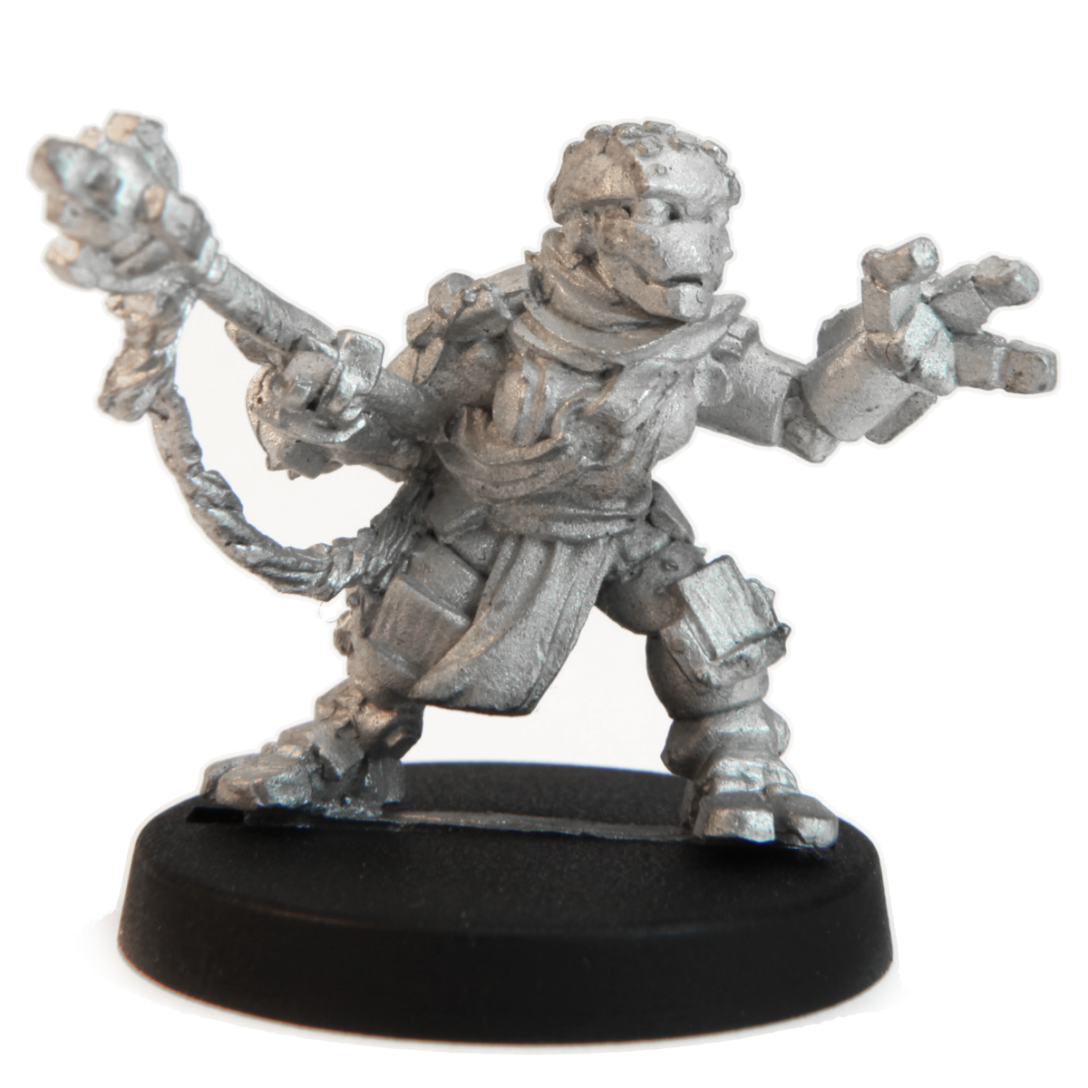 Unpainted pewter Dwarven Automage miniature, 23mm tall