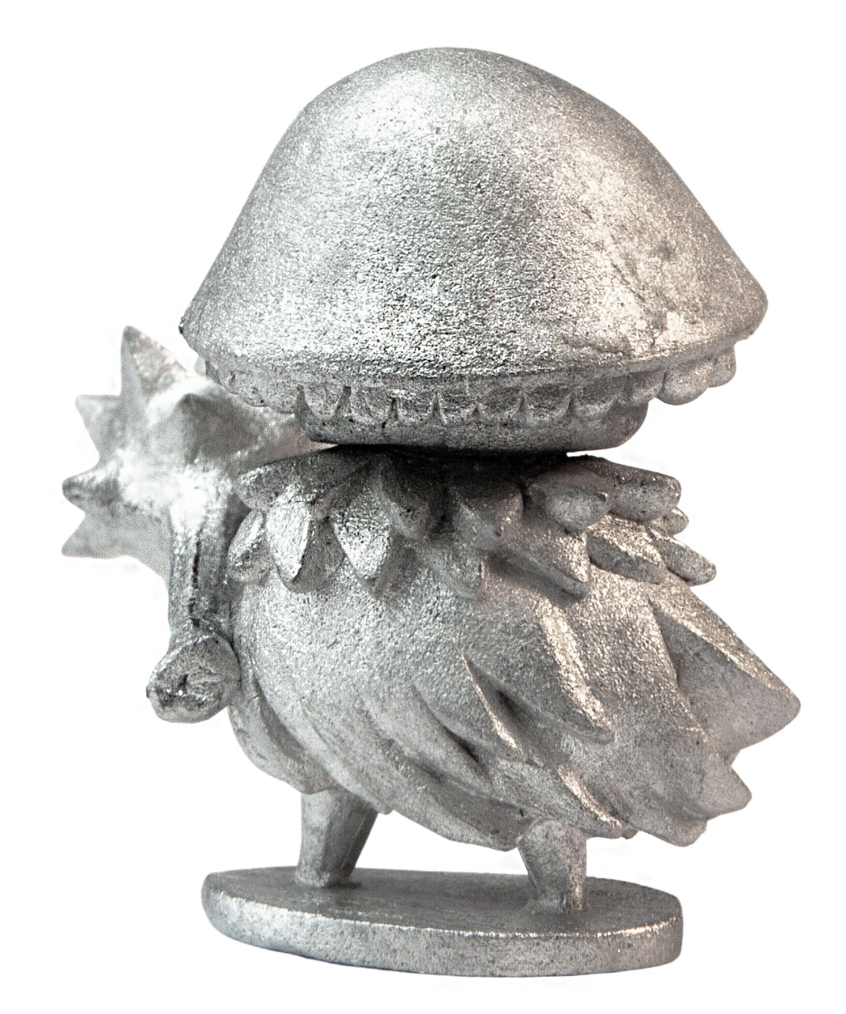 Unpainted pewter Mushroom with Sweetgum Mace miniature, 24mm tall, another view