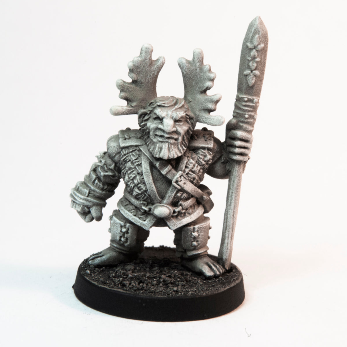 Primed pewter Dwarven Druid miniature, 38mm tall