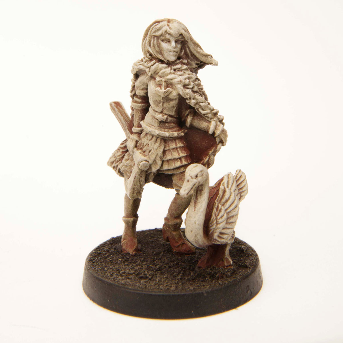 Primed pewter Elf Swan Magus miniature, 35mm tall