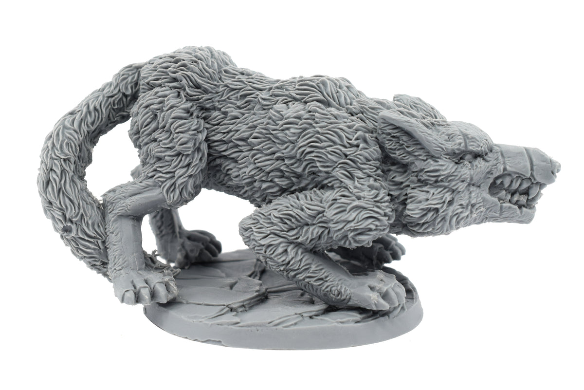Unpainted resin Ice Wolf miniature, 50mm tall, another view
