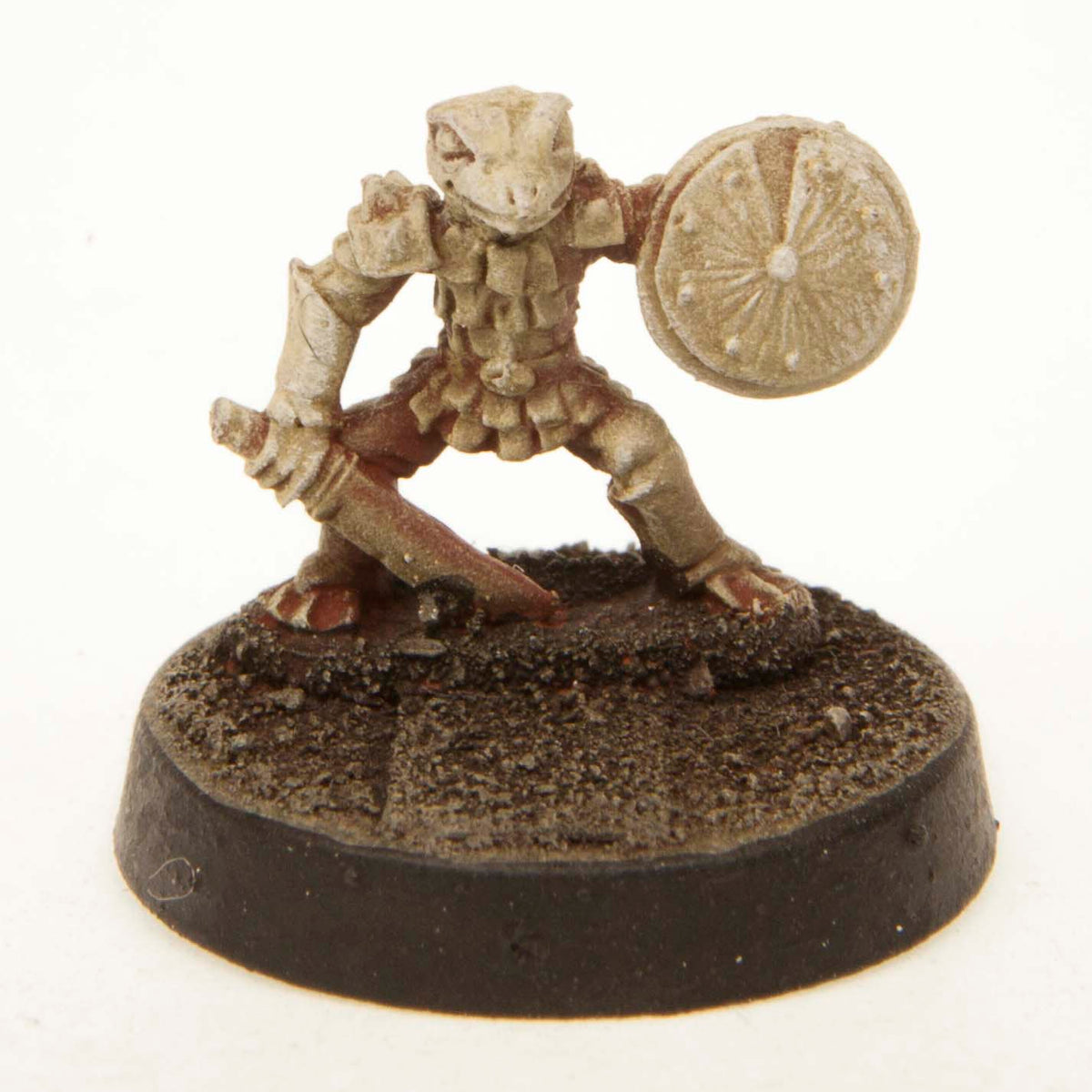 Primed pewter Grippli Warrior miniature, 13mm tall
