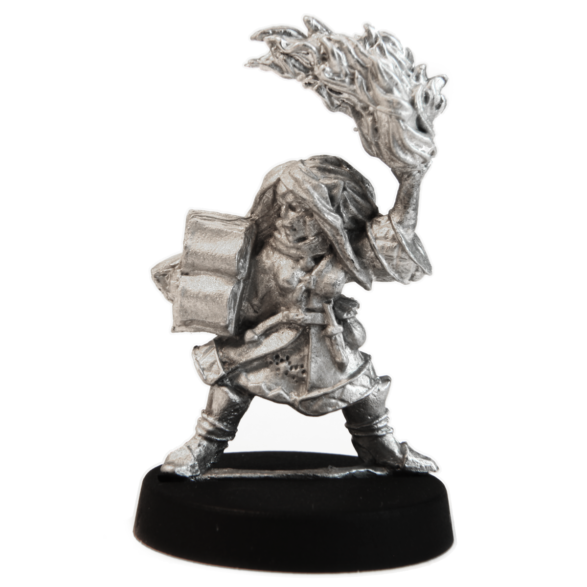 Unpainted pewter Gnome Wizard Female miniature, 28mm tall