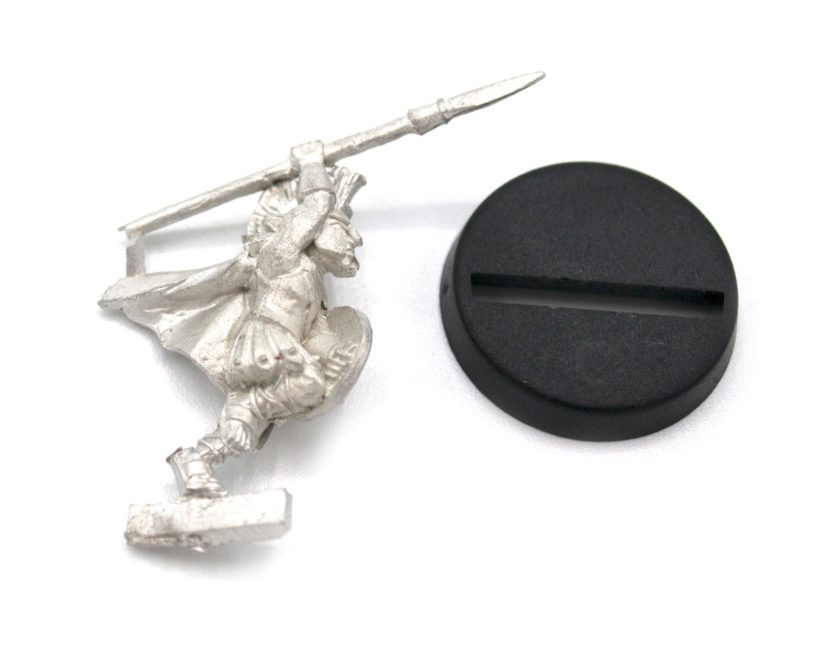 Unpainted pewter Gnome Hoplite miniature, 30mm tall